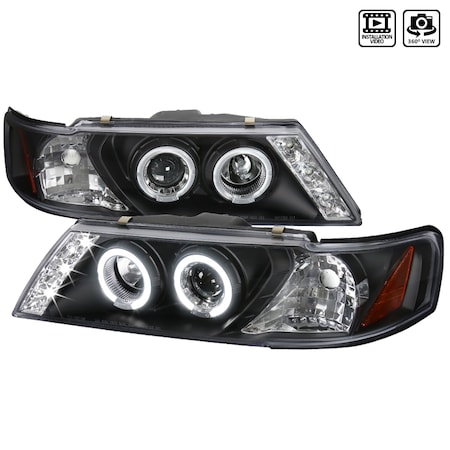 Spec-D Tuning 95-99 Nissan Sentra Halo LED Projector Black 2LHP-SEN95JM-TM